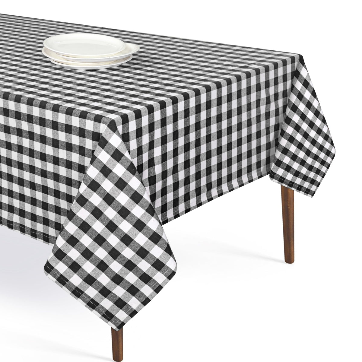 Softopia Cotton Gingham Buffalo Check 60"x84" Tablecloth 100% Cotton Washable Rustic Rectangle Table Cover Decorative for Gifts Dining BBQ Buffet Parties & Camping - Black