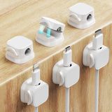Magnetic Cable Clips Cable Management Under DeskCord Organizer for Desk Car WallCord Holder Home Office Phone Car Wall Desktop Nightstand 6PCS (White)