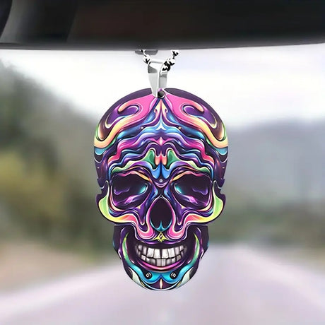 Neon Skull Acrylic Pendant for Car and Bag Accessories