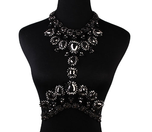 Fashionable Alloy Body Chain with Gemstone Pendant