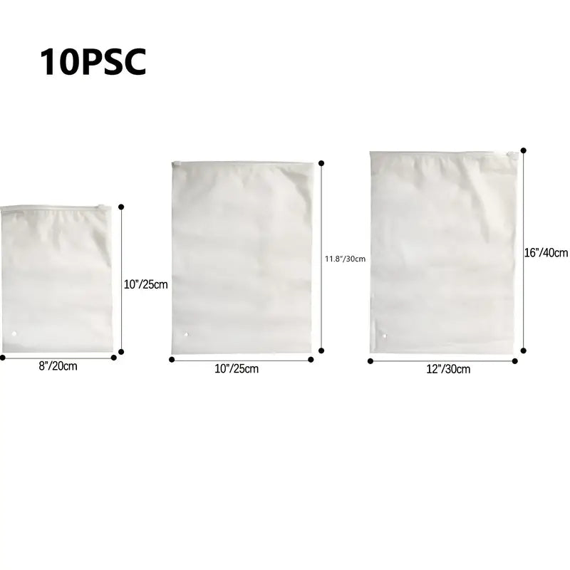 10-Piece Transparent Zip Lock Travel Storage Bags
