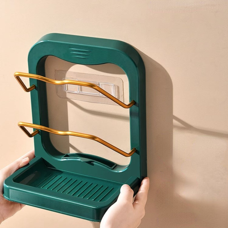 Wall-Mounted Pot Cover Rack and Cutting Board Storage