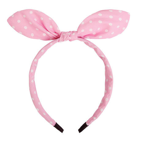 Huachi Bow Headbands for Women Halloween 1950s Pink Polka Dot Hairbands Cute Bunny Ears Head Bands for Womens Hair Accessories Turban Headwear Headpiece