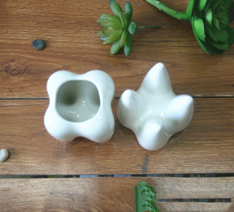 Wholesale White Ceramic Tooth-Shaped Planter Pot