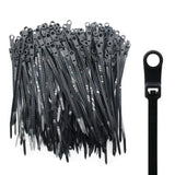 QYIMLI 200pcs Zip Tie with Screw Hole 6 inch Automotive Wire Self Locking Black Zip Ties Screw Zip Tie Mount (6")