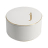 COLLECTIVE HOME - Ceramic Jewelry Box Elegant Embossed Jewelry Holder Trinket Organizer with Gold Monogram Lid Storage for Ring Necklace Bracelet Earrings Rings and Accessories (j)