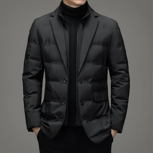 Men's Winter Fake Two-piece Warm Blazer - Atlantic Shopping Mall