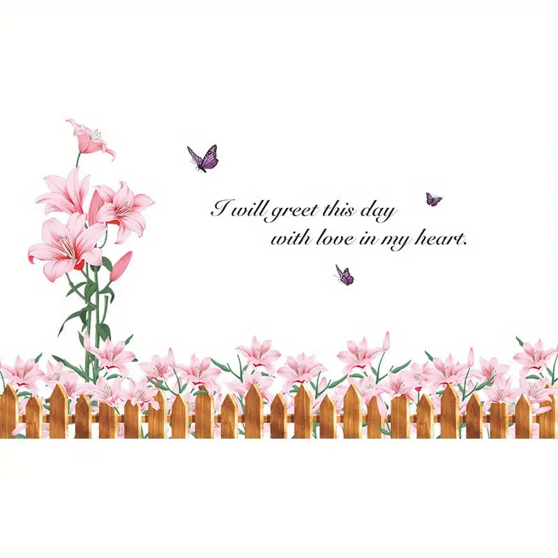 2 Wall Stickers with Pink Flower Slogan for Home Decor