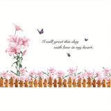 2 Wall Stickers with Pink Flower Slogan for Home Decor