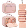 LOVEVOOK Travel Toiletry Bag for Women with Jewelry Makeup Brush OrganizerHanging Travel Toiletry Bag with Makeup Cosmetic Bag Organizer Carry-on Travel Accessories EssentialsPink