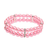 XKSRWE 2 Rows Pearls Pet Dog Necklace Collar Bling Accessories Charm Pet Puppy Jewelry Puppy Chihuahua Yorkie Handmade Adjustable (Pink Extra Small)