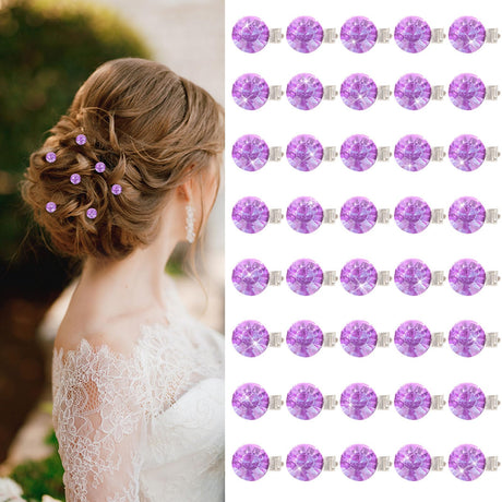 YISSION Hair Clip 40Pcs Mini Rhinestone Hair Clips Sparkly Crystal Hair Pins Small Decorative Hair Clips Wedding Hair Barrettes Purple Hair Accessories for Girls Women