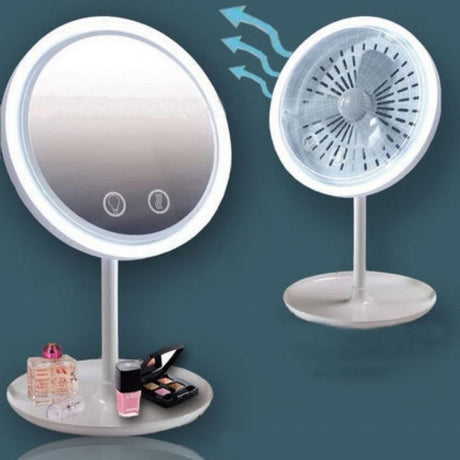 3-in-1 LED Makeup Mirror with Fan and Light