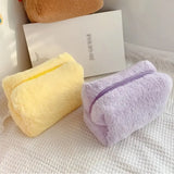 Fluffy Macaron Color Travel Makeup Bag - Large Capacity