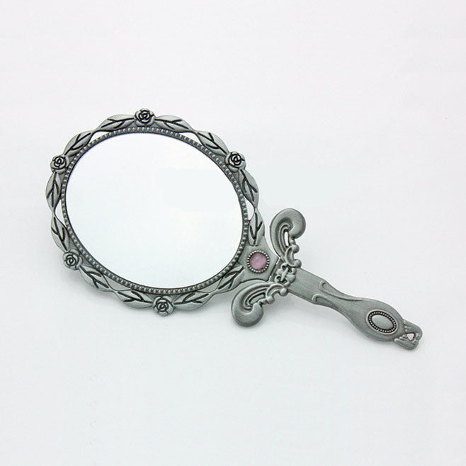 Retro Portable Handheld Metal Makeup Mirror