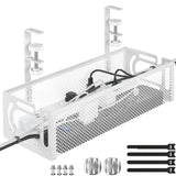Cable Management Under Desk Under Desk Cable Management Tray desk Cable Organizer Cable Management Box Cord Organizer for Desk Under Desk Storage for Office Home - No Drill to Desk Cable Raceway