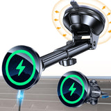Coolpow for MagSafe Car Mount Charger Magsafe Car Charger Mount Wireless Car Charger【 Windshield+Vent+Dash】Magsafe Suction Cup Mount Charger Magnetic Phone Holder Car for iPhone 16 Pro Max 15 14 13 12