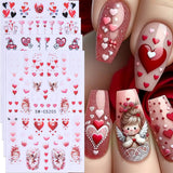 Heart Nail Stickers for Nail Art Valentines Cupid Rose Nail Decals 8PCS 3D Self-Adhesive Valentine Car Letter Love Heart Nail Art Design Supplies Red Heart Nail Stickers for Women Nail Art Decorations