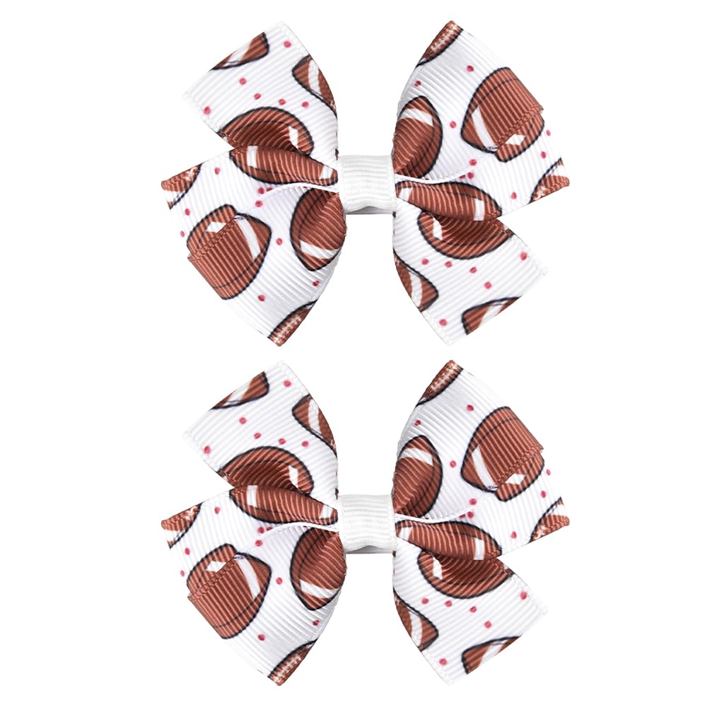 Football Cheer Bows for Women Hair Bow Clips for Girls Bowknot Hair Barrettes for Kids Football Hair Clip for Teens Football Mom Bow Hair Accessories for Teenagers Football Hair Bows 2Pcs