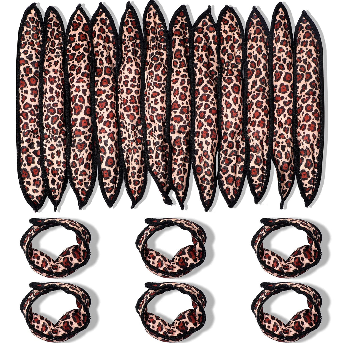 Syhood 48 Pcs Sponge Hair Rollers Soft Sleep Foam Hair Curlers Heatless Pillow Sponge Hair Curlers to Sleep in Flexible Hair Styling Rollers Tools for Long Hair Women(Cloth CoverLeopard)