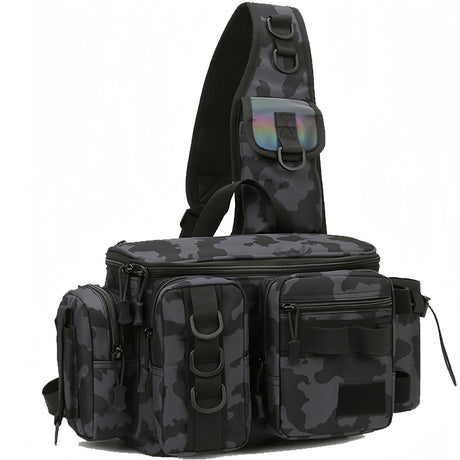 Generic Fishing Tackle Backpack Fishing Fanny Pack Crossbody Bag Fishing Tackle Box Organizer with Rod & Gear Holder Ideal for Fishing Camping Hiking and More!-YIANTU 16.5*8.3*6.7inches