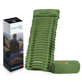 SereneLife Sleeping Pad with Pillow for Camping - Compact Sleeping Mat with Fast Inflation Lightweight and Tear-Resistant Backpacking Air Mattress with Carry Bag for Camping Backpacking Hiking