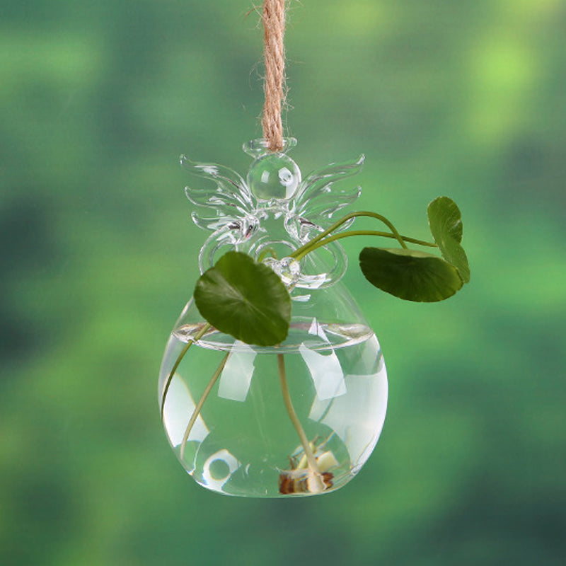 Crystal Clear Glass Angel Vase for Home Decor