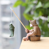 Resin Fishing Old Man Statue for Garden Decor