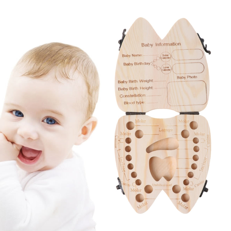 Wooden Baby Tooth Storage Box for Milk Teeth