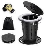 CKE Upgraded Retractable Portable Toilet for Camping with Soft PU Cushion 300LBS Folding Toilet Adjustable Height Camping Toilet for Adults Kids Portable Potty Travel Foldable Toilet for Camping/Car