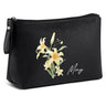 MAANGE Small Makeup Bag Personalized Cosmetic Bag PU Leather Makeup Pouch Black Make up Bag for Purse Birthday Gifts for Women May