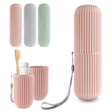 GEYNA Travel Case for Toothbrush Toothpaste and Makeup Brushes Toothbrush Holders Travel. Portable Holder for Home School Camping and Bathroom(Pink)