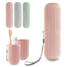 GEYNA Travel Case for Toothbrush Toothpaste and Makeup Brushes Toothbrush Holders Travel. Portable Holder for Home School Camping and Bathroom(Pink)