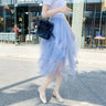 High Waist Irregular Mesh A-Line Puff Skirt for Women