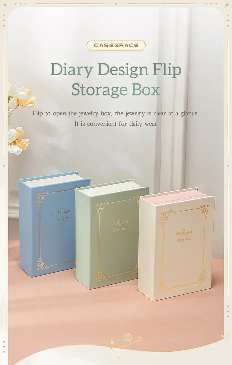 Stylish Diary Jewelry Box - Magnetic Organizer for Accessories