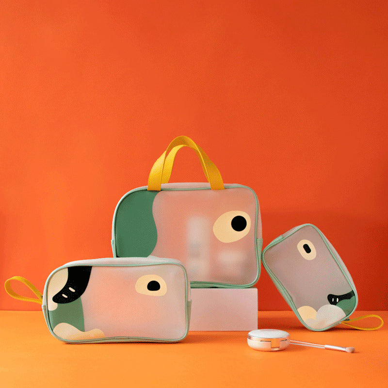 Cartoon PU Leather Travel Cosmetic Organizer Bag for Women