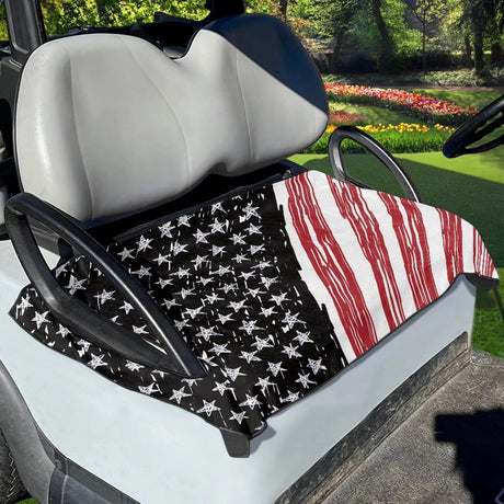 CLOHOMIN Vintage Flag Print Golf Cart Seat Cover Blanket Universal Car Accessories Cushion Cover Suitable for All Weather Golf Cart Accessories Easy Install and Clean Patriot Flags