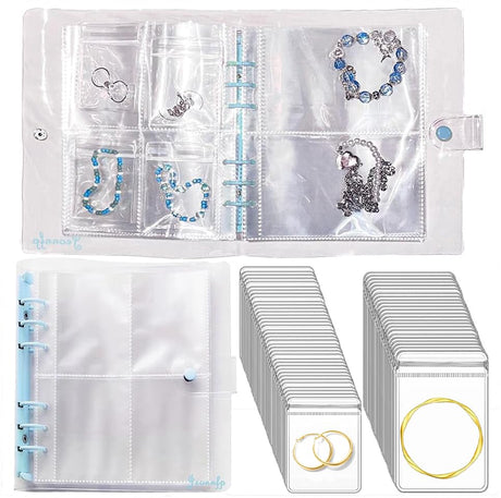 Jeonnfp Jewelry Storage BookTravel Jewelry Organizer Case With Snap Buttonfor NecklaceBraceletRingBrooche Jewelry Pouch Organizer for Women with PVC Antioxidant Pouch