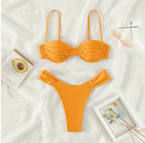 Miyouj Solid Color Push Up Bikini Set for Women (One Set)
