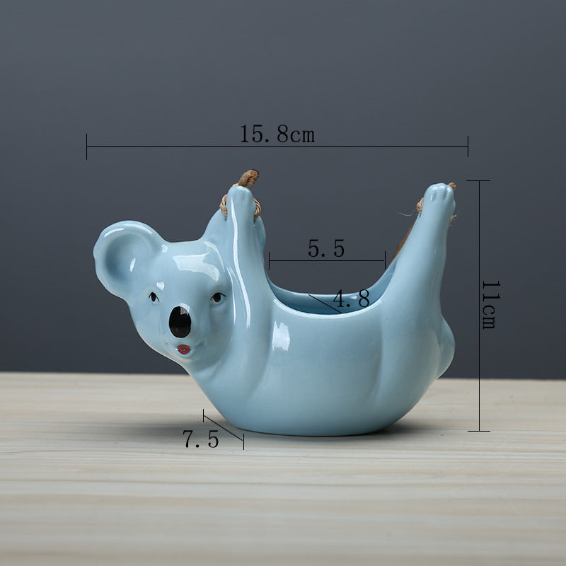Cute Cartoon Koala Hanging Basket Ceramic Planter