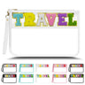 YEMEDA Chenille Letter Clear Zipper Pouch for Travel Nylon Clear Makeup Letter Bag PVC Waterproof Cosmetic Bag Snack Bags for Women Girls Clear Stuff Bags For Travel(White-Travel)