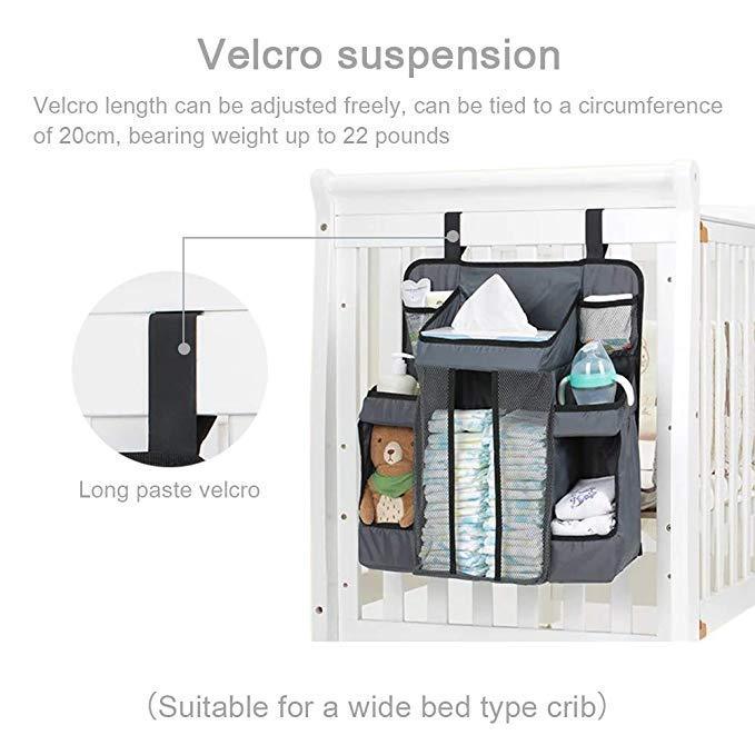Baby Crib Storage Bag for Bottles and Diapers