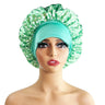 Wide-Brimmed Satin Printed Shower Cap for Beauty