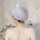 Microfiber Hair Drying Cap - Quick Absorbent Gray Towel