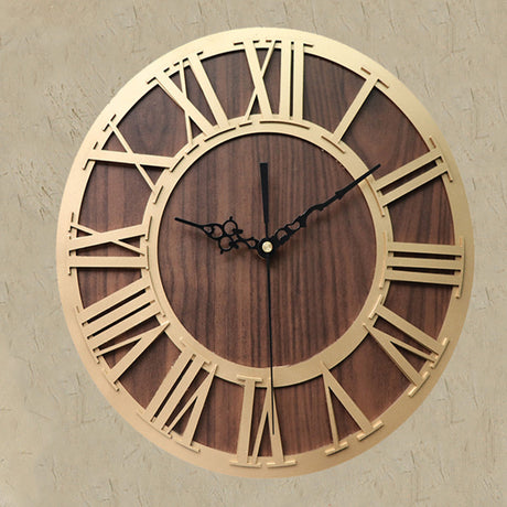 Vintage Wooden Roman Numeral Wall Clock for Home Decor