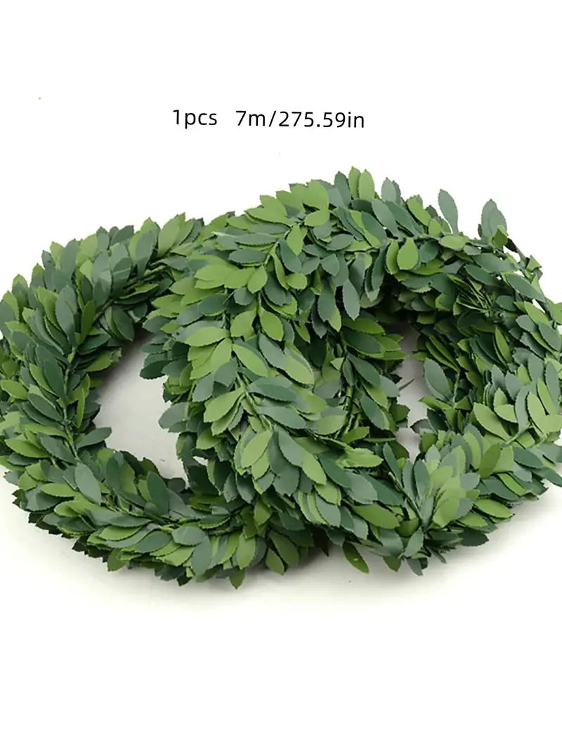 22.96ft Artificial Green Leaves Garland for Home Decor