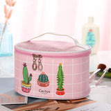 Creative Plaid Cartoon Cactus Print Cosmetic Bag