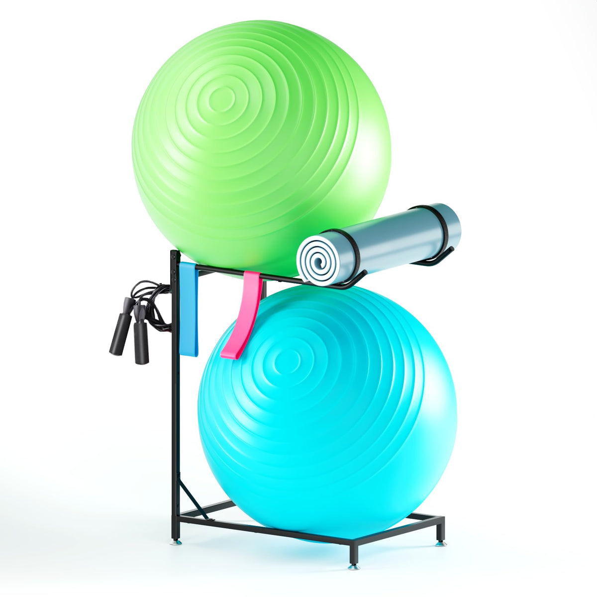 Lhysn Exercise Ball Holder - Medicine Ball Rack for 85cm Yoga Ball Yoga Mat Storage Garage Ball Organizer Stability Ball Stand for Home Gym