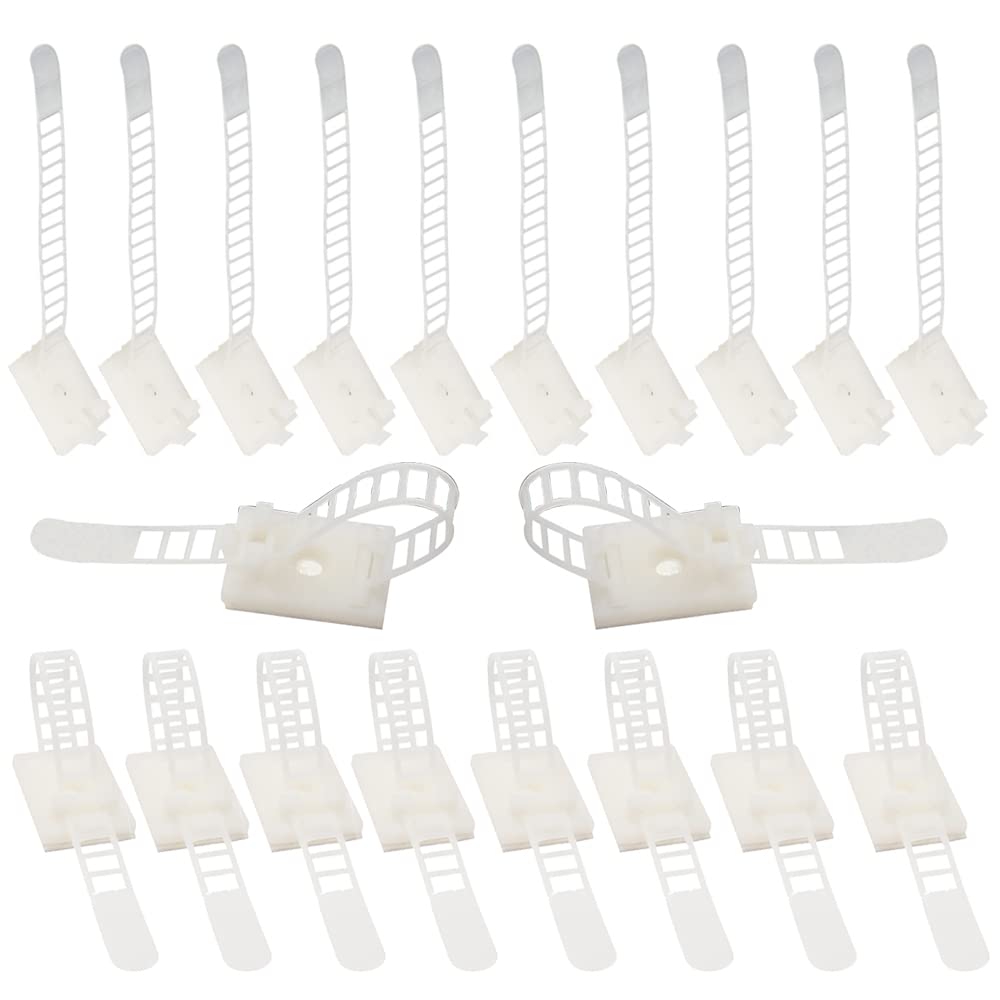 Cable Nylon TiesCable Classification Organizer TiesDesktop Wire Self Adhesive Ties20 Pieces White Cable Ties