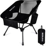 JONRRYIN Camping Chairs Portable Backpacking Chair Lightweight Folding Camping Chair Beach Chairs for Adults with Three Side Pockets and Mesh Back Panel for Outdoor Camping Beach Lawn (1 Black)